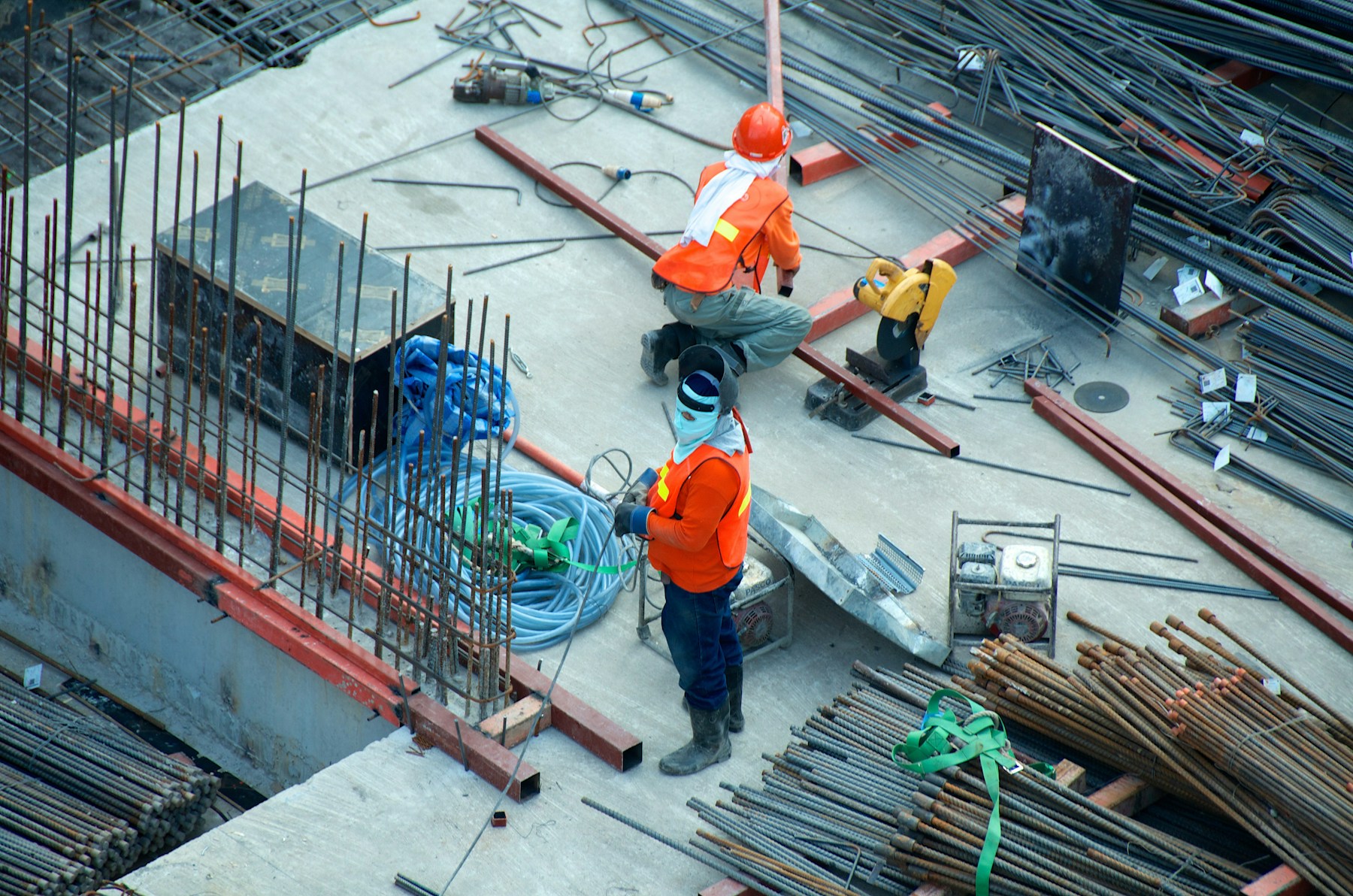 Trade crew reviewing plans at an active jobsite
